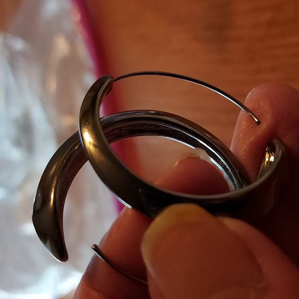 Napier gun metal hoop earrings